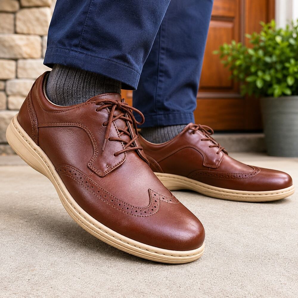 Orthofeet Moreno 22003 Brown Leather Wingtip Oxford Shoes Men’s 14 D